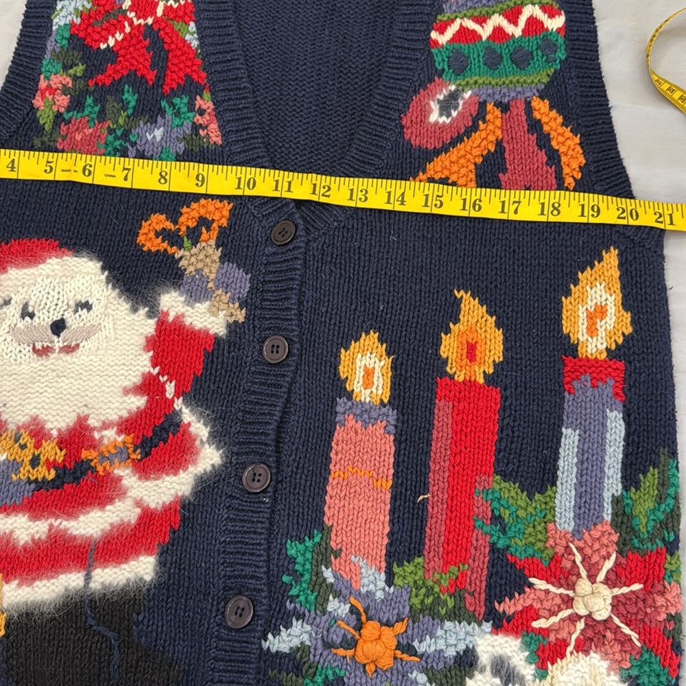 Vintage Cristal Kobe knitted Christmas sweater vest sz M rare - Picture 7 of 11